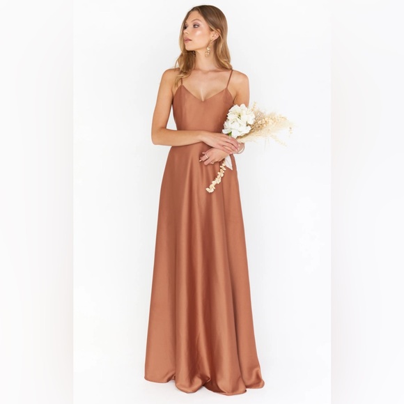 Show Me Your MuMu Dresses & Skirts - Show Me Your Mumu Faith Maxi Dress in Copper Luxe Satin - S
